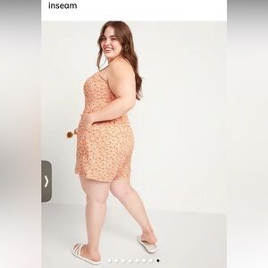 Old Navy Floral Orange Sleeveless Romper